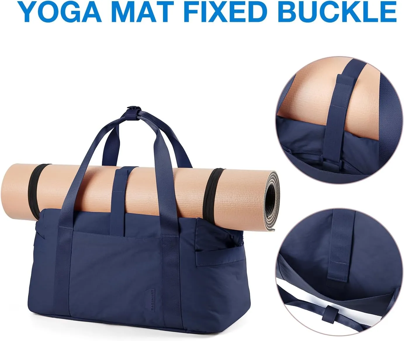 BAGSMART Gym Bag for Women, Carry on Weekender Overnight Bag, Travel Duffel Bags with Trolley Sleeve, Personal Item Travel Bag Tote Bag Workout Dance Bag(Dark Blue,Medium)
