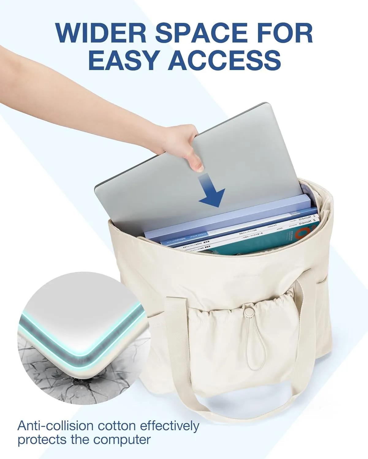 BAGSMART Tote Bag for Women, Tote Shoulder Bag with Laptop Compartment and Zipper Handbag for Travel, Work