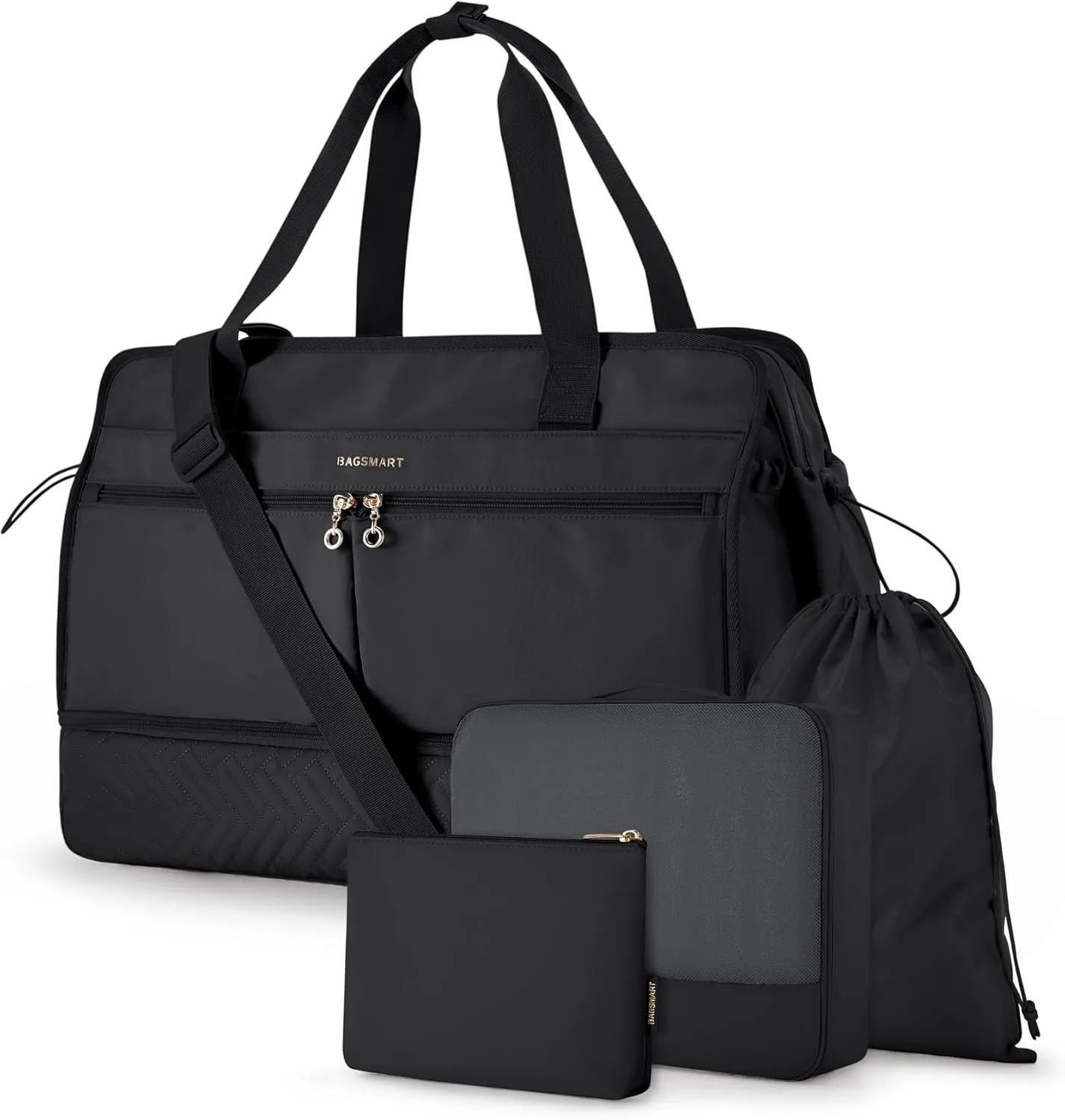 BAGSMART Women's 40L Weekender Travel Duffel Gym Bag with Shoe Compartment, Carry on Overnight Bag