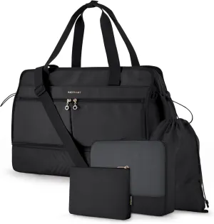 BAGSMART Women's 40L Weekender Travel Duffel Gym Bag with Shoe Compartment, Carry on Overnight Bag