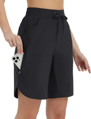 baleaf Women's Bermuda Long Shorts 9" Above Knee Length Quick Dry Lightweight Zipper Pockets Casual Summer Athletic UPF 50 