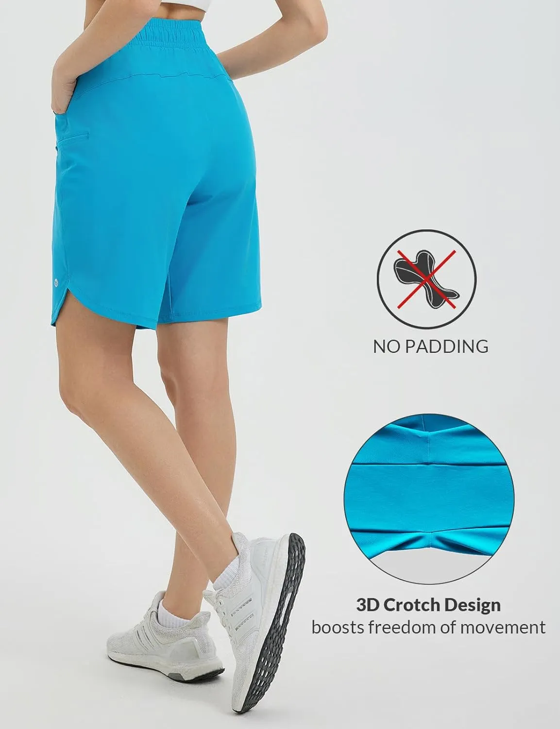 baleaf Women's Bermuda Long Shorts 9" Above Knee Length Quick Dry Lightweight Zipper Pockets Casual Summer Athletic UPF 50 