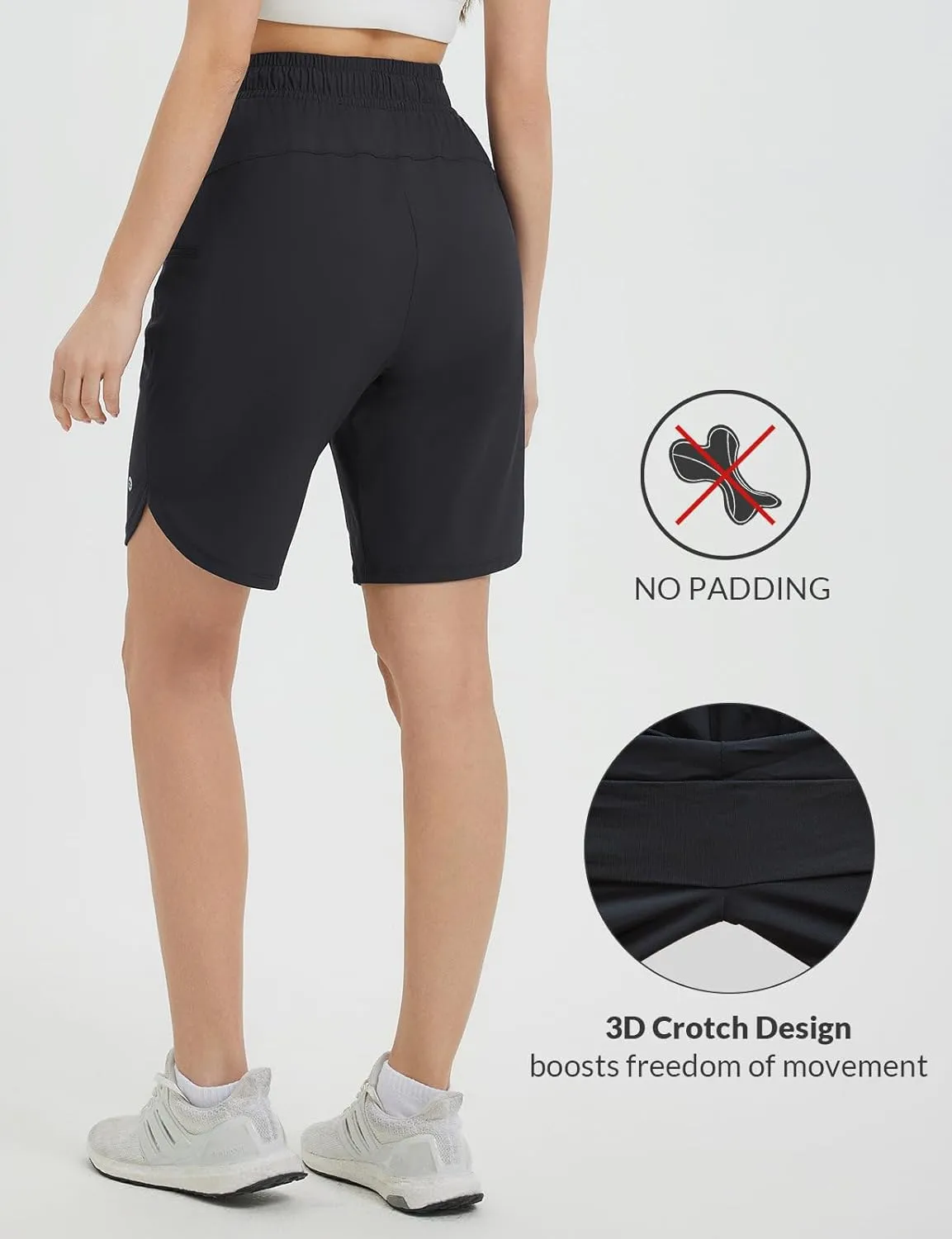 baleaf Women's Bermuda Long Shorts 9" Above Knee Length Quick Dry Lightweight Zipper Pockets Casual Summer Athletic UPF 50 
