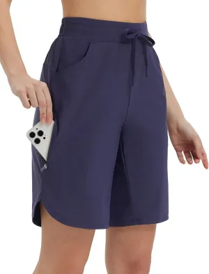 baleaf Women's Bermuda Long Shorts 9" Above Knee Length Quick Dry Lightweight Zipper Pockets Casual Summer Athletic UPF 50 