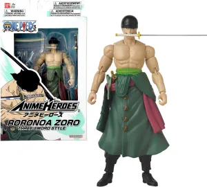 Bandai Anime Heroes One Piece Roronoa Zoro 17 cm Articulated Manga Figurine - Three Sword Style - Officially Licensed - Children's Toy 4 