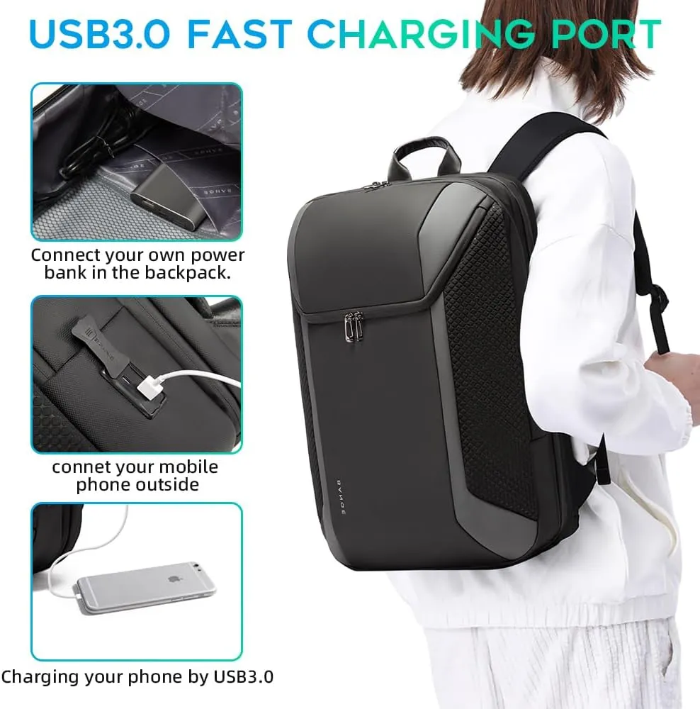 BANGE Smart Business Laptop Backpack Waterproof can fit 15.6-17.3 Inch Laptop with 3.0 USB charging port for men and women