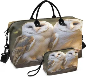Barn Owls Travel Duffel Bag, Shoulder Weekender Overnight Bags - Large Gym Bag with Wet Pocket