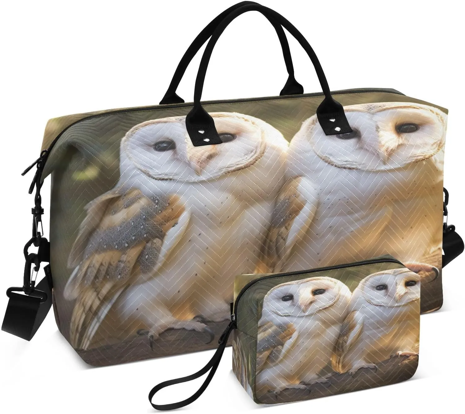 Barn Owls Travel Duffel Bag, Shoulder Weekender Overnight Bags - Large Gym Bag with Wet Pocket