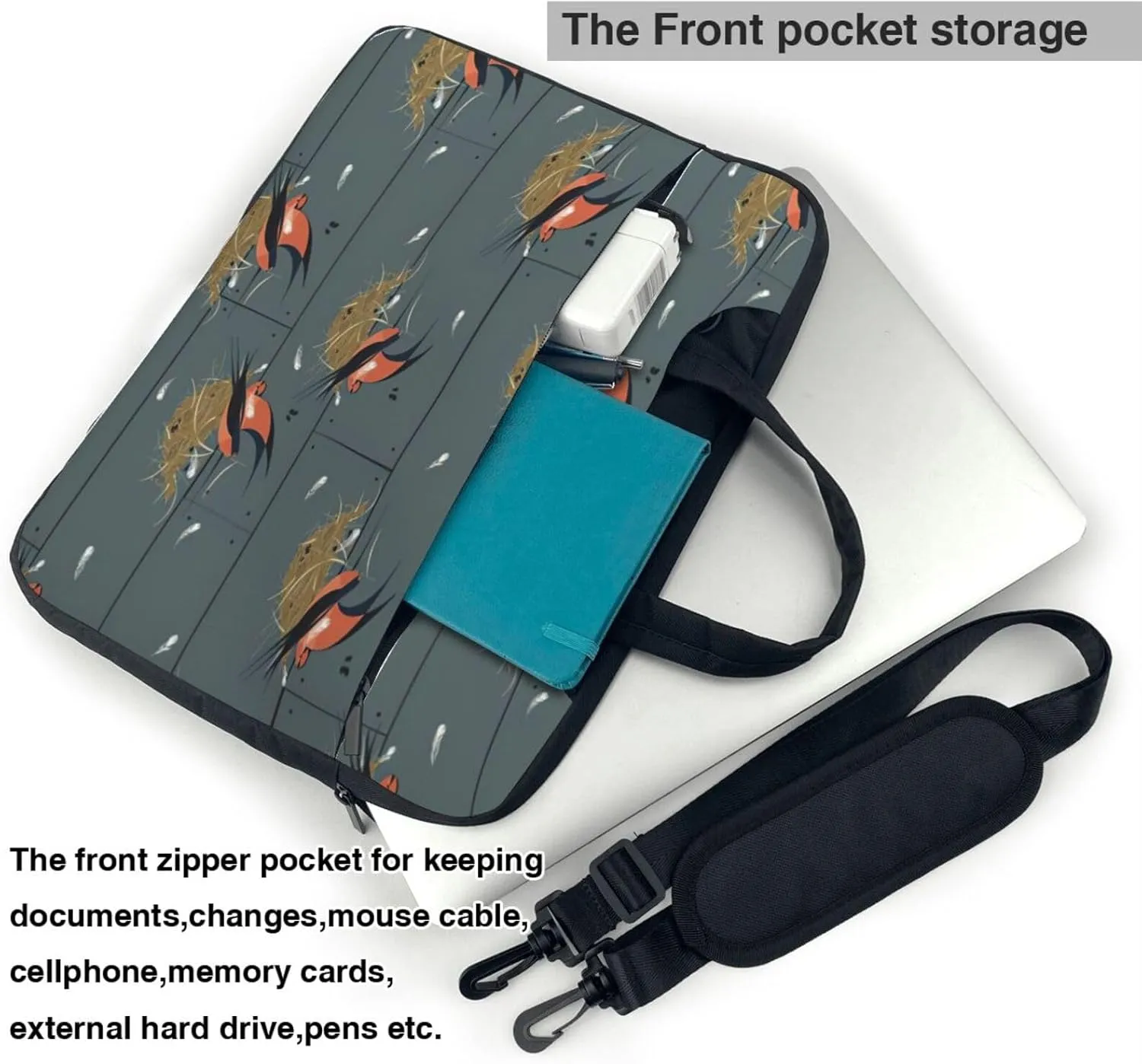 Barn Swallow In Graphite Print Laptop Bag,Can Use It Freely As A Shoulder Bag,Crossbody Bag,And Briefcase