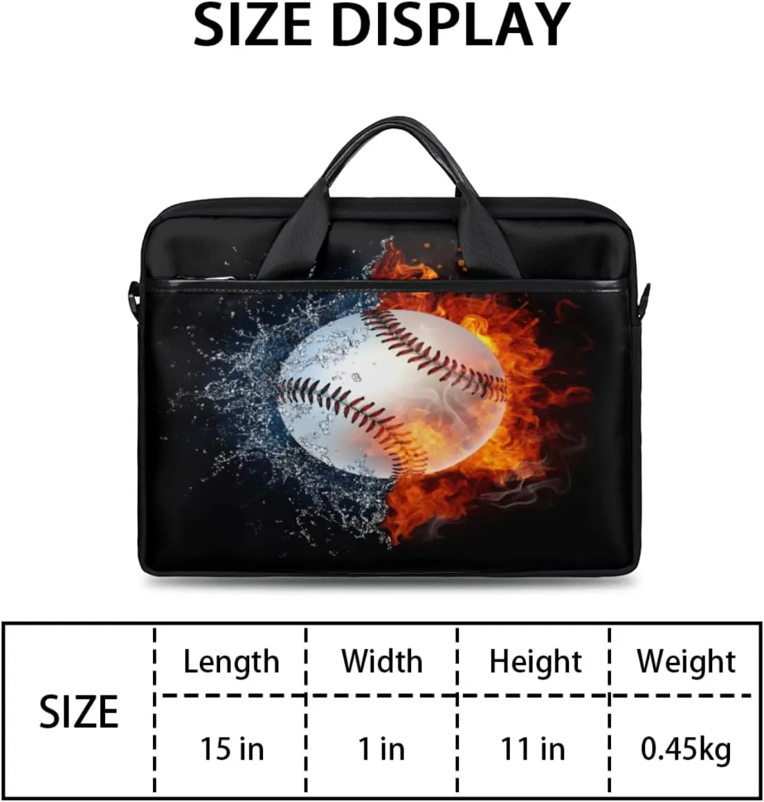 Baseball Ball Print Laptop Shoulder Messenger Bag Waterproof Laptop Briefcase with Handle and Padded Strap Case Sleeve