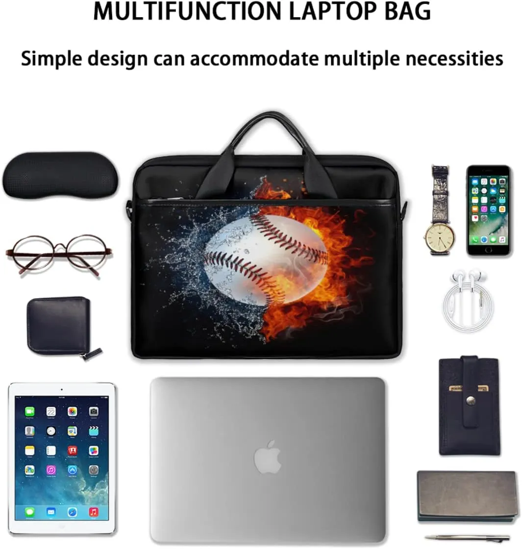 Baseball Ball Print Laptop Shoulder Messenger Bag Waterproof Laptop Briefcase with Handle and Padded Strap Case Sleeve