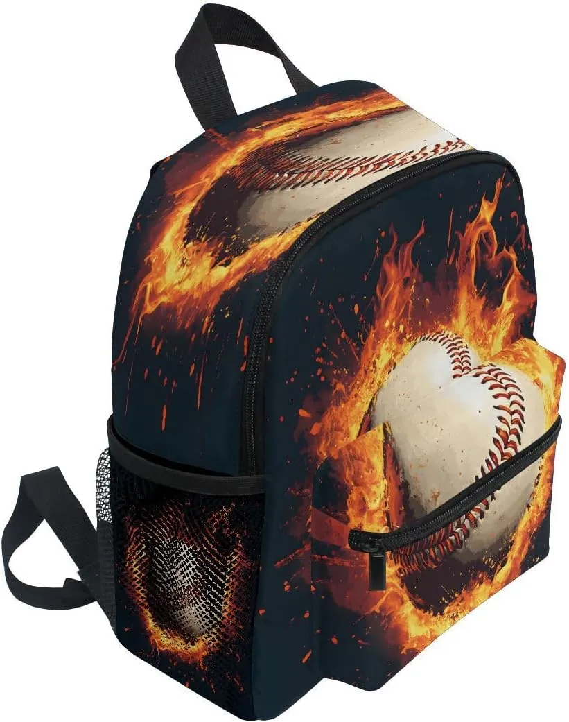 Baseball Magma Flame Toddlers Backpack Kid's School Bag Preschool Nursery Travel Bag
