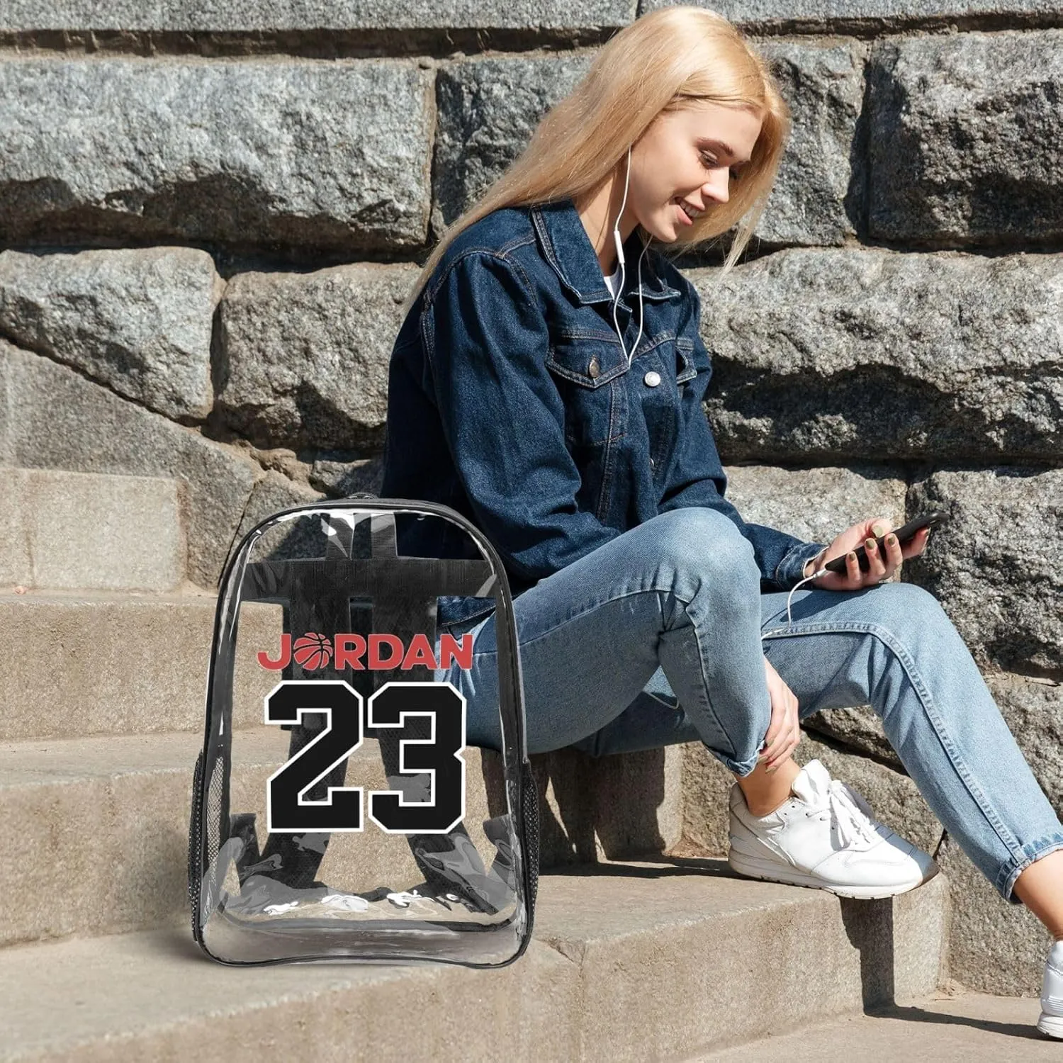 Basketball Goat 23 Transparent Backpack 16 Inch Laptop Backpack Large Capacity Backpack Travel Bag