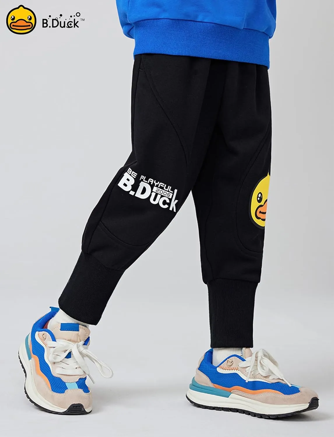 B.Duck Unisex Kids Sweatpants with Pockets Cartoon Duck Elastic Waist Joggers Pants for Toddler Boys Girls (3-12 Years)