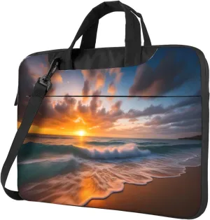 Beach Maui Hawaii Sunset Sea Waves Clouds pattern Fashionable and ultra-thin shoulder laptop bag 14 inch Shockproof soft lining