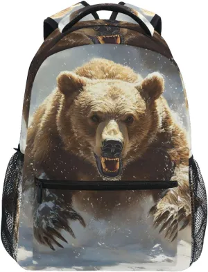 Bear Roar Backpack 3rd 4th 5th Grade School Bookbag Travel Laptop Daypack Bag Purse for Boys Girls Teens