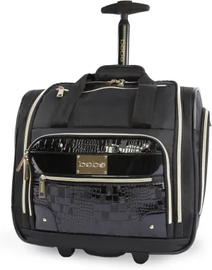 BEBE Danielle-Wheeled Under The Seat Carry On Bag, Croc Black, ONE Size