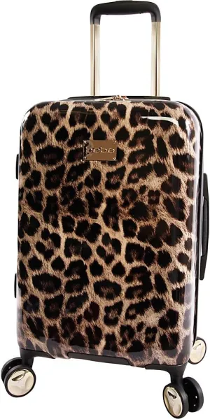 BEBE Women's Adriana 21" Hardside Carry-on Spinner Luggage,Telescoping Handles, Leopard, One Size
