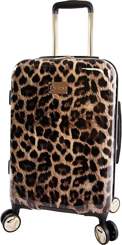 BEBE Women's Adriana 21" Hardside Carry-on Spinner Luggage,Telescoping Handles, Leopard, One Size