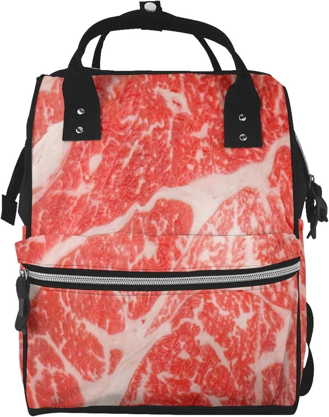 Beef Steaks Pattern Mummy Diaper Bag Backpack Durable Maternity Baby Nappy Casual Shoulder Bags Travel Hiking Outdoor Pack