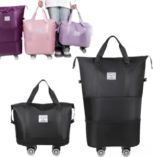 Beente Travel Bag with Wheels, 2025 New Beente Luggage with 360° Removable Silent Universal Wheels, Large Capacity Travel Bag, 5-Second Expandable Foldable, for Airports and Pavements (black)
