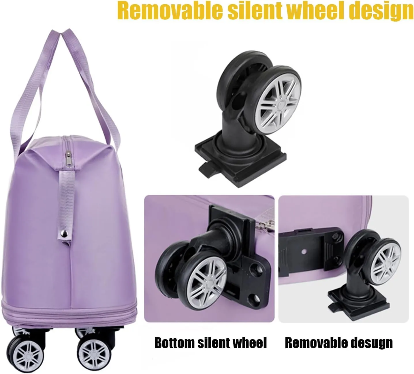Beente Travel Bag with Wheels, 2025 New Beente Luggage with 360° Removable Silent Universal Wheels, Large Capacity Travel Bag, 5-Second Expandable Foldable, for Airports and Pavements (black)