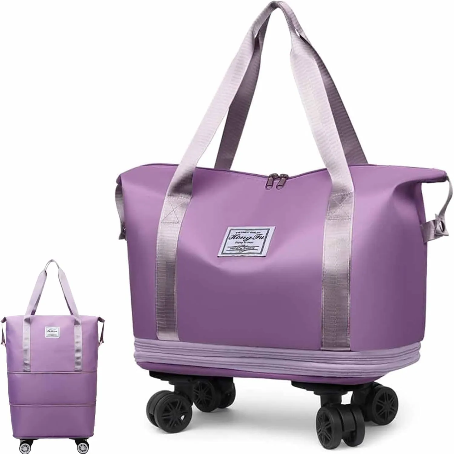 Beente Travel Bag With Wheels, 2025 New kulken Large Capacity Travel Bag-Universal Wheel Removable, All-In-One Travel Set(Purple)