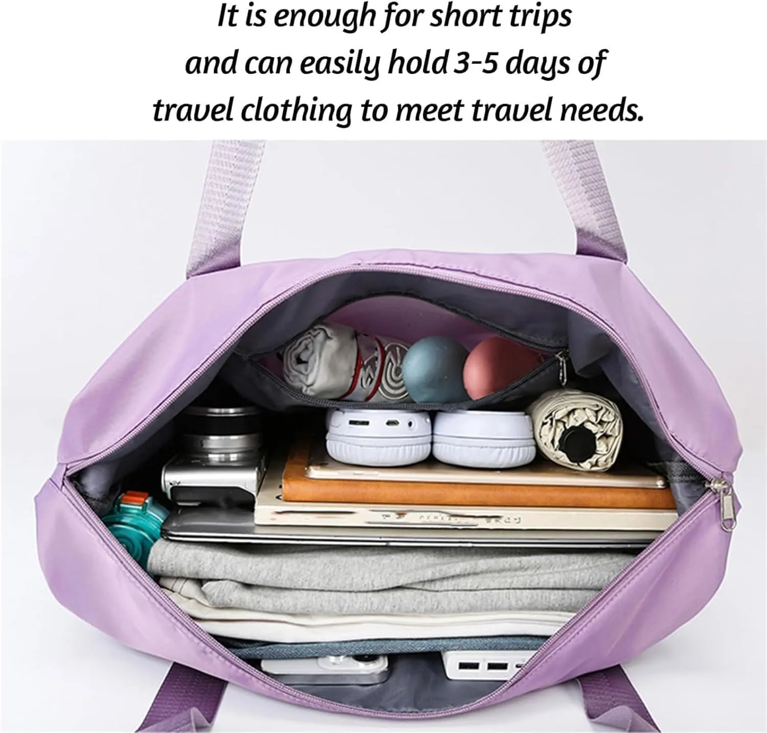 Beente Travel Bag With Wheels, 2025 New Large Capacity Travel Bag, Expandable Foldable Suitcase without Handle, Lightweight Durable Rolling Duffle Bag with Wheels (Purple)