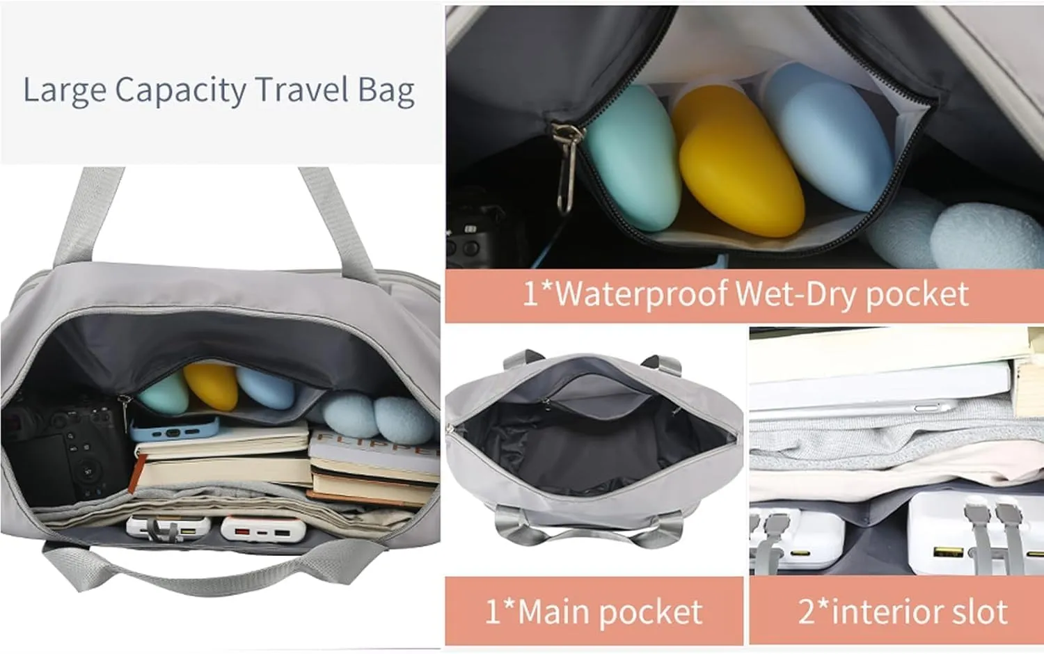 Beente Travel Bag With Wheels, 2025 New Large Capacity Travel Bag - Universal Wheel Removable, Expandable Foldable, Weekend Carry On Luggage Bag (Purple)