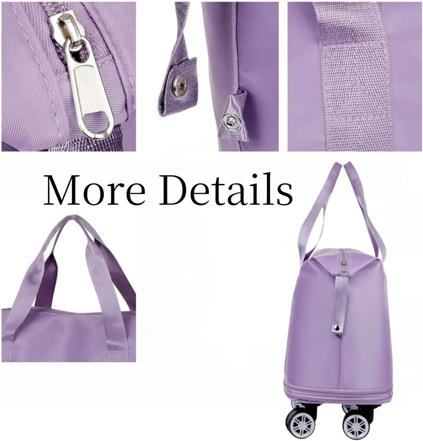 Beente Travel Bag With Wheels-2025 New Large Capacity Travel Bag-Universal Wheel Removable, Foldable Carry (Light Purple)