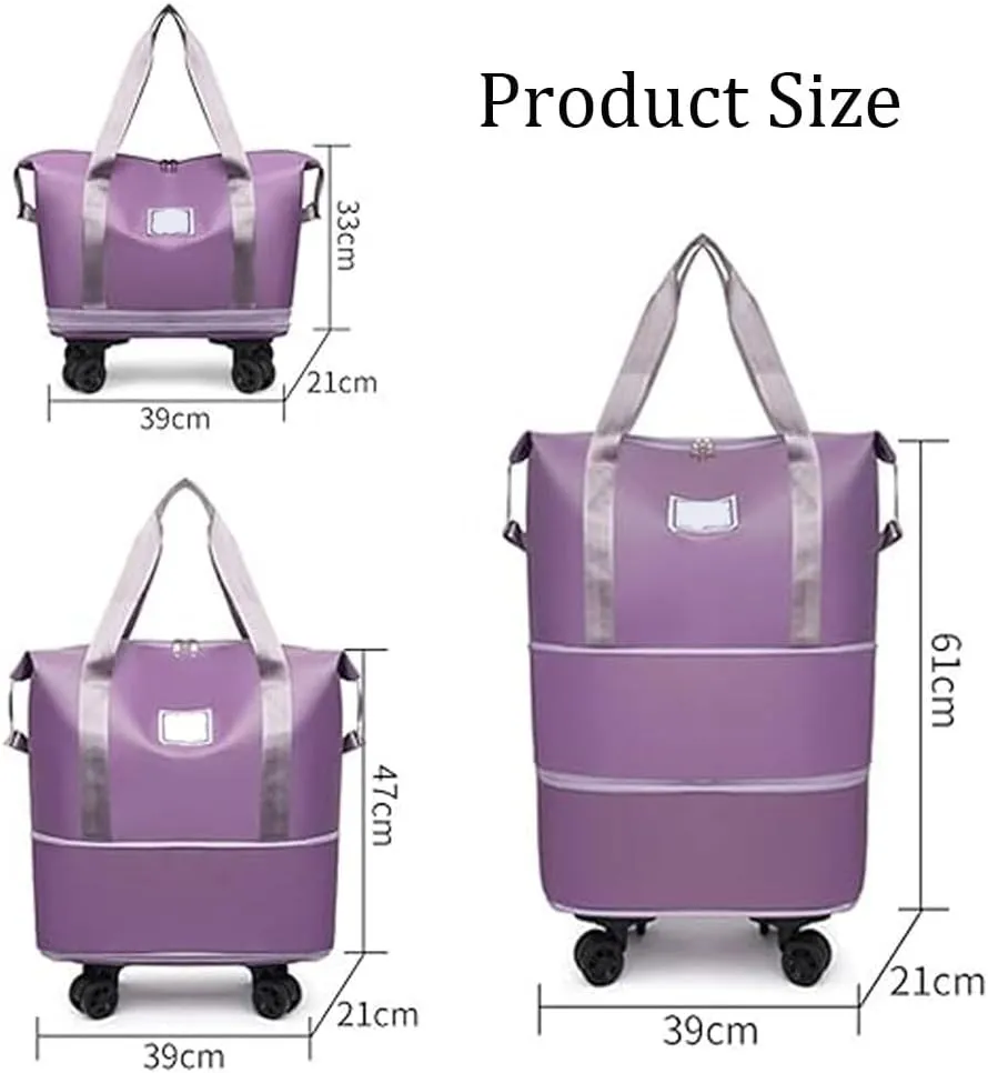 Beente Travel Bag with Wheels, 2025 New Large Capacity Travel Bag - Universal Wheel Removable, Foldie Travel Bags Expandable (Light Blue)