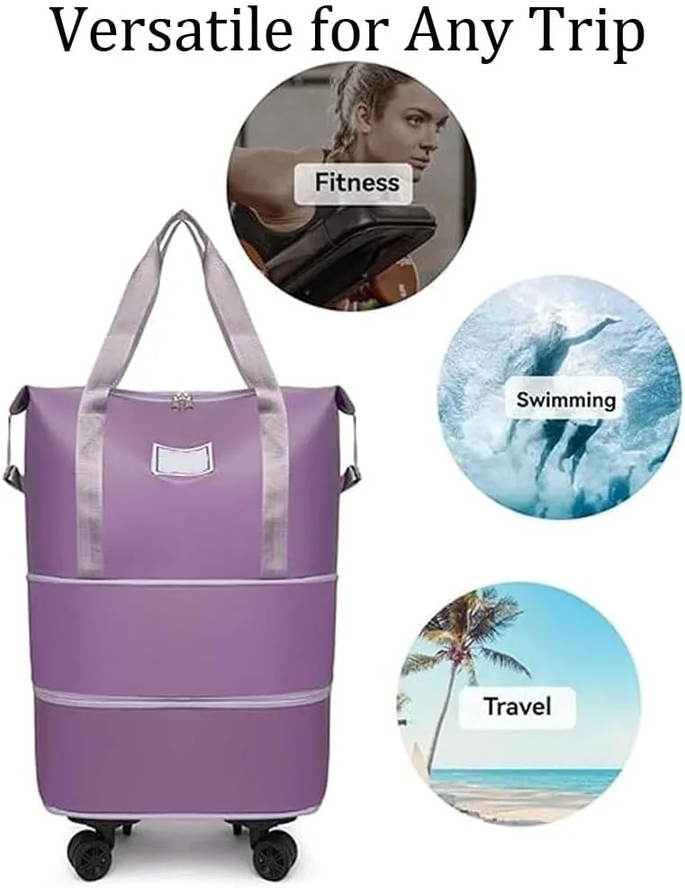Beente Travel Bag with Wheels, 2025 New Large Capacity Travel Bag - Universal Wheel Removable, Foldie Travel Bags Expandable (Light Blue)