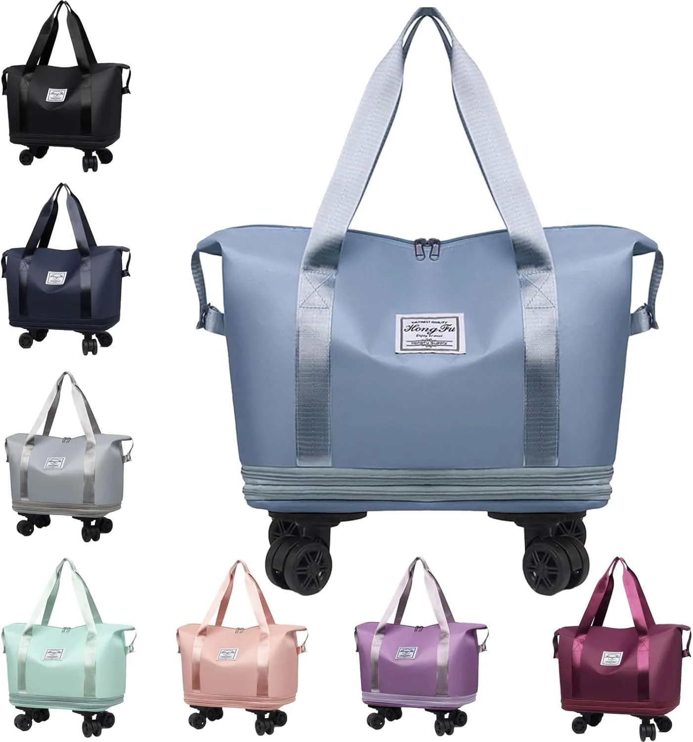 Beente Travel Bag With Wheels, 2025 New Large Capacity Travel Bag - Universal Wheel Removable, Wet and Dry Separation (Light Blue)