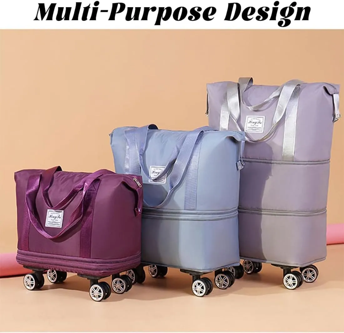 Beente Travel Bag With Wheels, 2025 New Large Capacity Travel Bag - Universal Wheel Removable, Wet and Dry Separation (Purple)