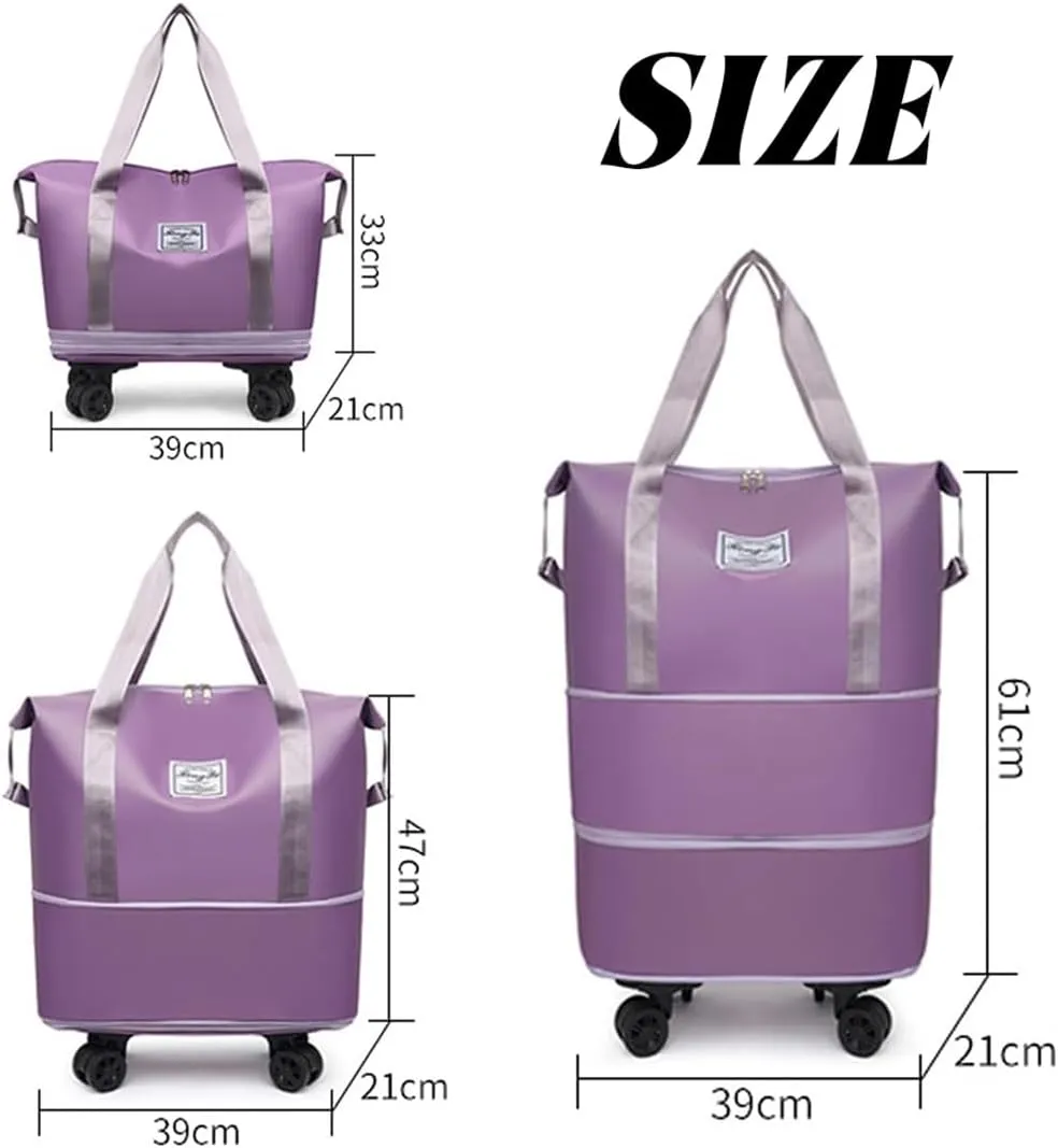 Beente Travel Bag With Wheels, 2025 New Large Capacity Travel Bag - Universal Wheel Removable, Wet and Dry Separation (Purple)