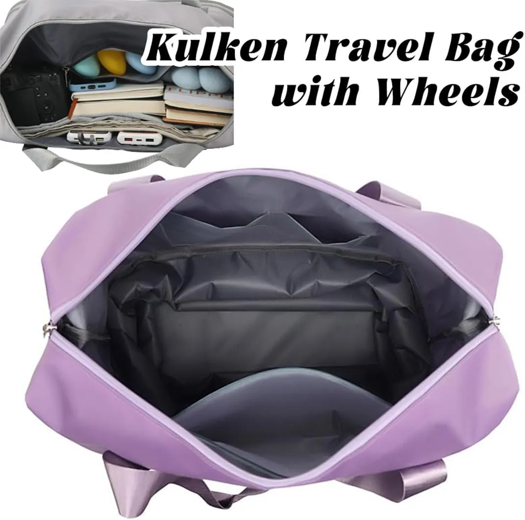 Beente Travel Bag With Wheels, 2025 New Large Capacity Travel Bag - Universal Wheel Removable, Wet and Dry Separation (Purple)