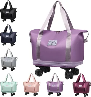 Beente Travel Bag With Wheels, 2025 New Large Capacity Travel Bag - Universal Wheel Removable, Wet and Dry Separation (Purple)
