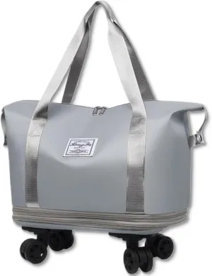 Beente Travel Bag with Wheels, 2025 New Large Capacity Travel Bag with Removable Wheels (Gray,One Size)