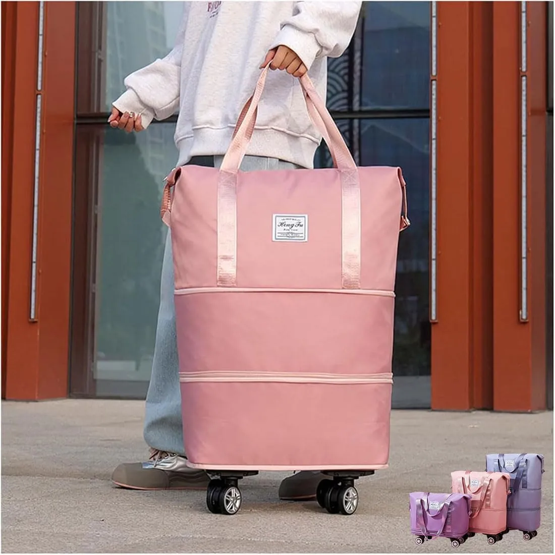 Beente Travel Bag With Wheels, Expandable Duffel 2025 New Large Capacity Travel Bag - Universal Wheel Removable (Blue,No wheels)