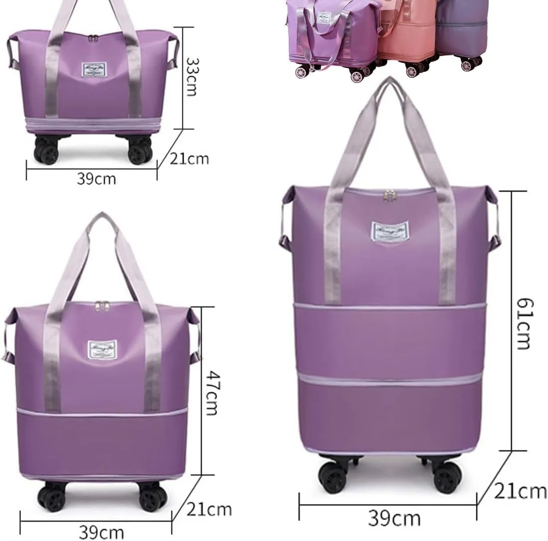 Beente Travel Bag With Wheels, Expandable Duffel 2025 New Large Capacity Travel Bag - Universal Wheel Removable (Blue,No wheels)