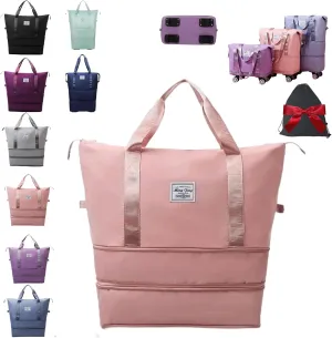 Beente Travel Bag With Wheels, Expandable Duffel 2025 New Large Capacity Travel Bag - Universal Wheel Removable (Pink,No wheels)