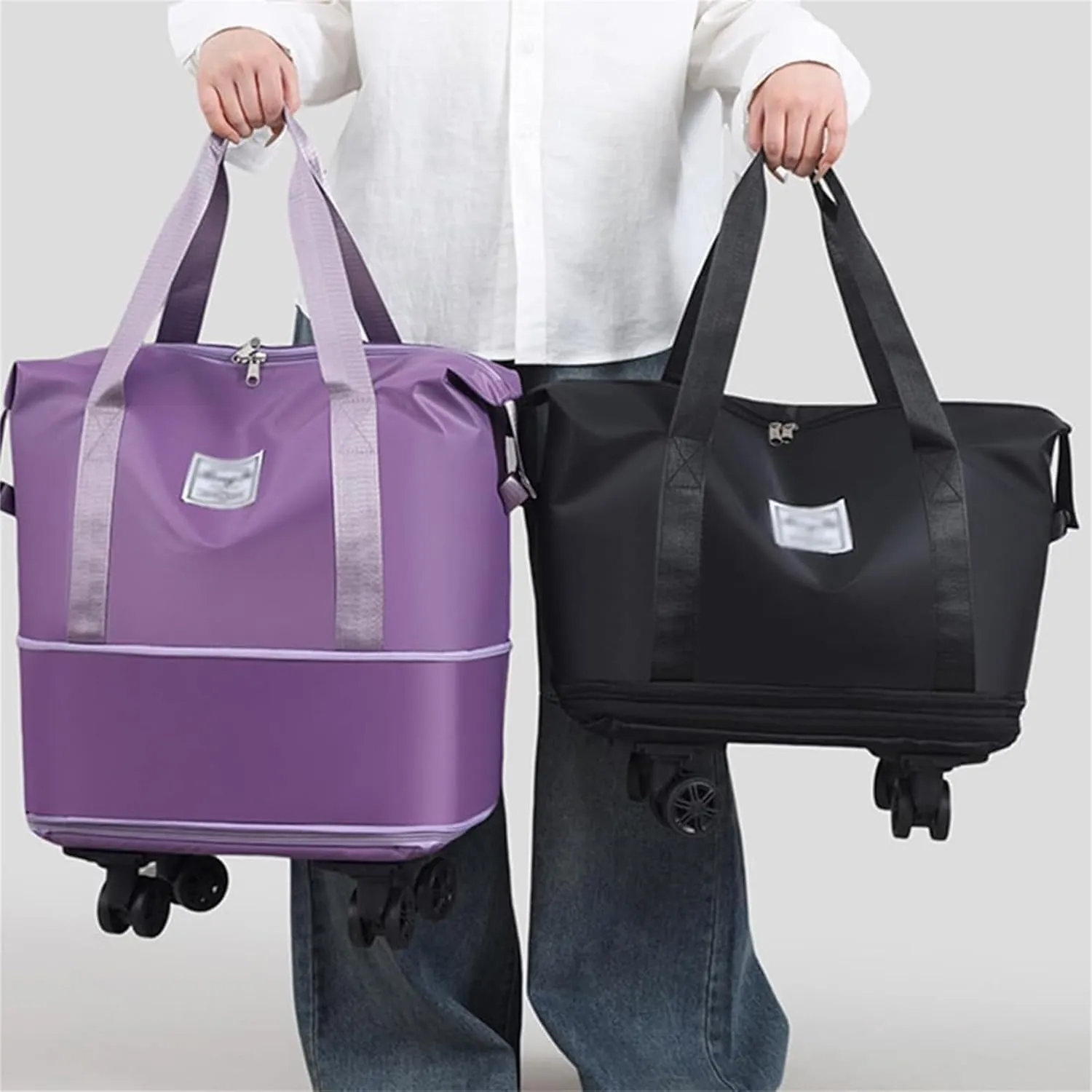 Beente Travel Bags With Wheels - Beente Expandable Travel Bag, 2025 New Large Capacity Bag, Universal Wheel Removable, Camping, Weekend Trips (Deep Purple)