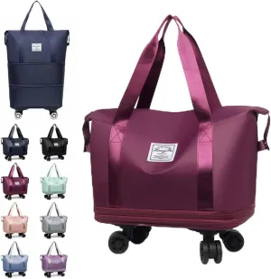Beente Travel Bags With Wheels - Beente Expandable Travel Bag, 2025 New Large Capacity Bag, Universal Wheel Removable, Camping, Weekend Trips (Deep Purple)