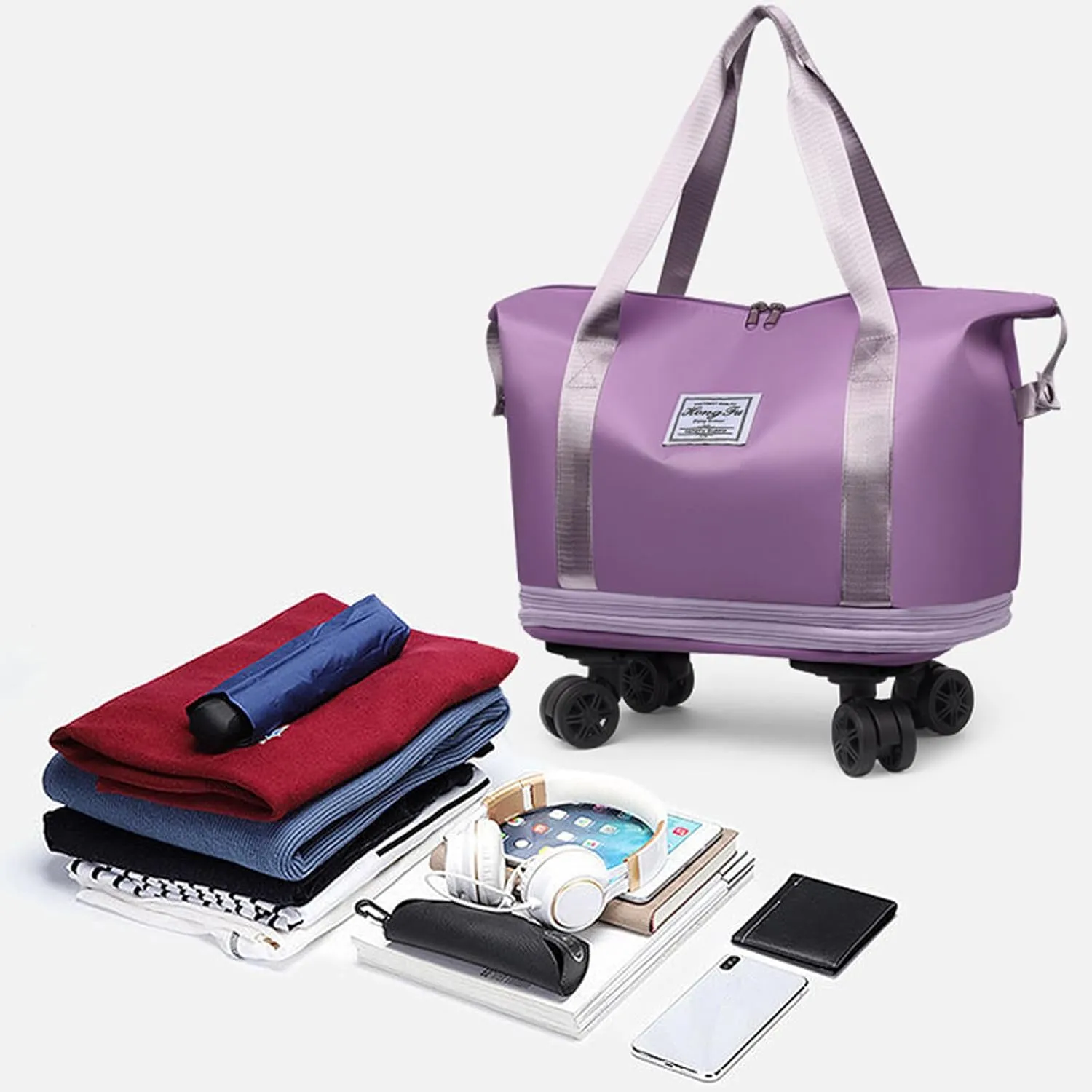 Beente/Kulken/Pepepo Travel Bag with Wheels, 2025 New Large Capacity Travel Bag - Universal Wheel Removable (Purple,One Size)