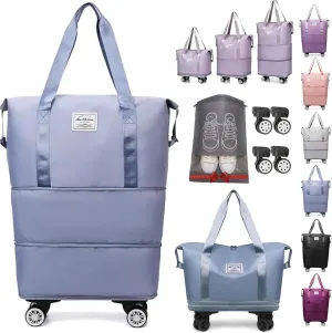 Beente/Pepepo/Kulken Travel Bag with Wheels, 2025 New Large Capacity Travel Bag with Wheels - Universal Wheel Removable, Wide-Open Travel (Blue)