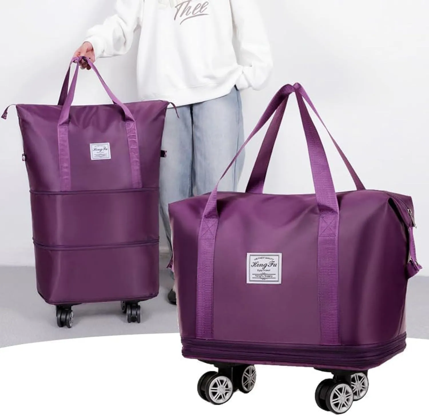 Beente/Pepepo/Kulken Travel Bag with Wheels, 2025 New Large Capacity Travel Bag with Wheels - Universal Wheel Removable, Wide-Open Travel (Blue)
