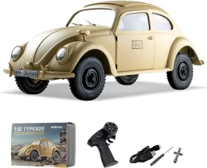 BEEZRC RocHobby 1:12 RC Crawler KOMMANDEURWAGEN Type 82E 4-RWD Offroad Truck Hobby Grade RTR RC Car Remote Control Car 4-Ch and 2.4Ghz Transmitter with LED Lights Battery and USB Charger for Adults