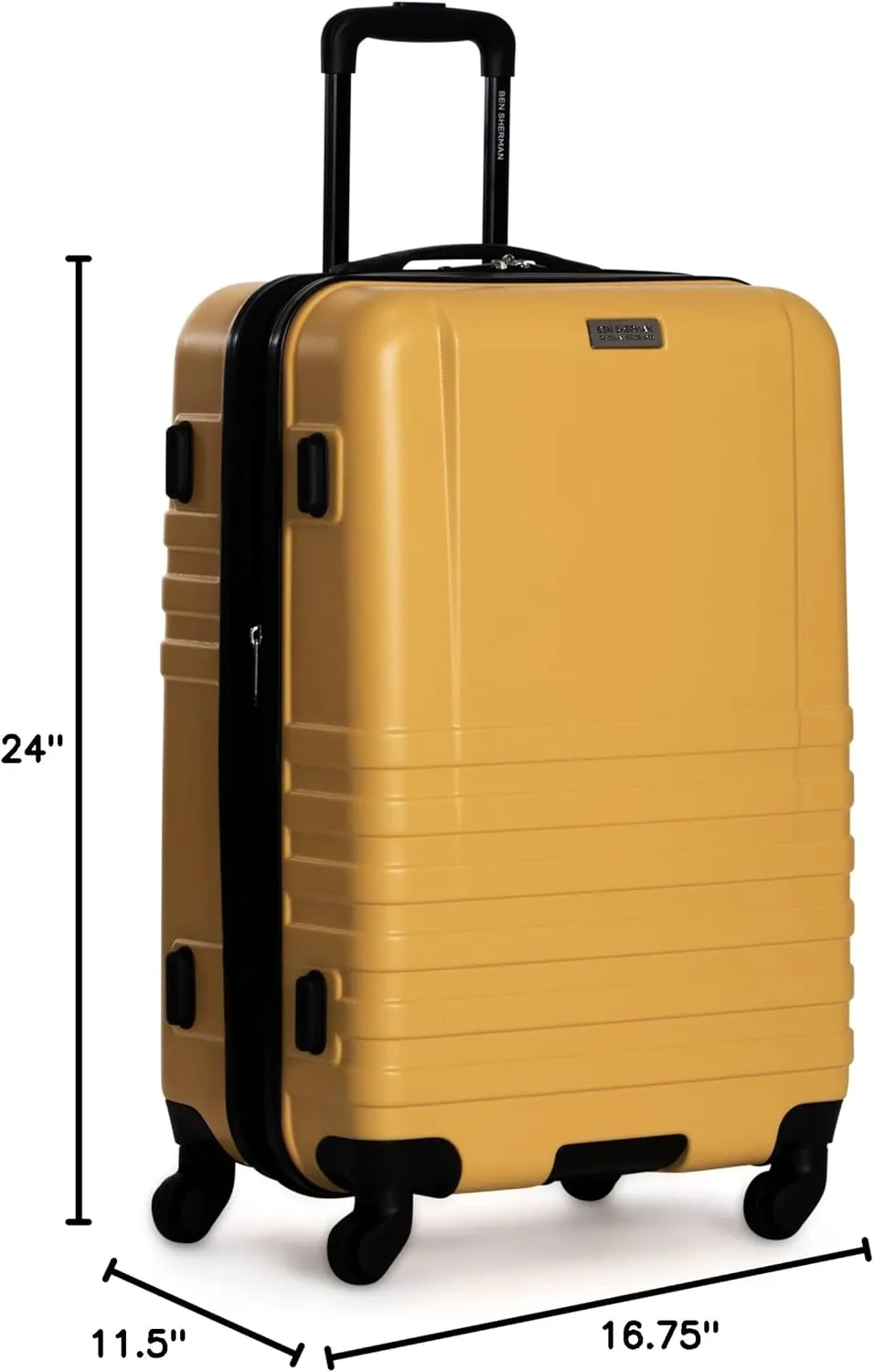 Ben Sherman Hereford Spinner Travel Upright Luggage, Mustard, 24-Inch Checked