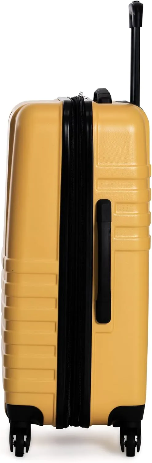 Ben Sherman Hereford Spinner Travel Upright Luggage, Mustard, 24-Inch Checked