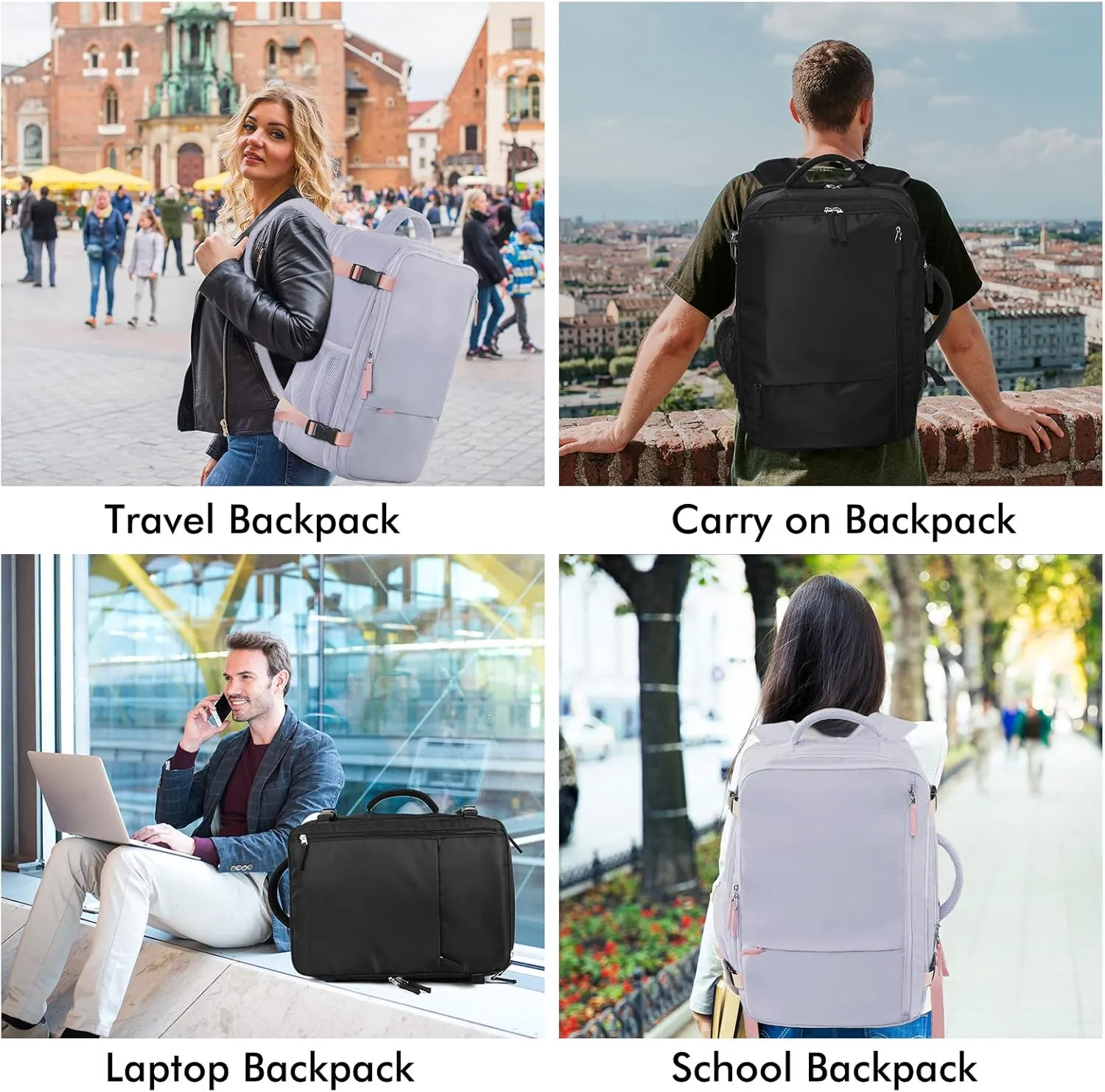 Beraliy Large Travel Backpack For Women, Airline Approved Carry On Backpack, Anti Theft Personal Item Backpack, Waterproof Bag, Casual Daypack Travel Essentials